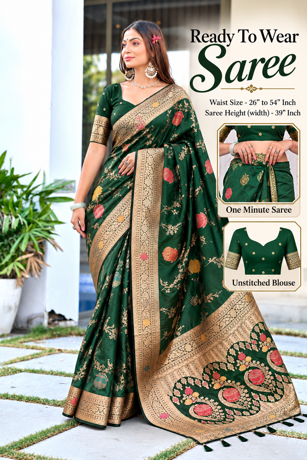 Ready to Wear Pathni Woven Pure Silk Saree