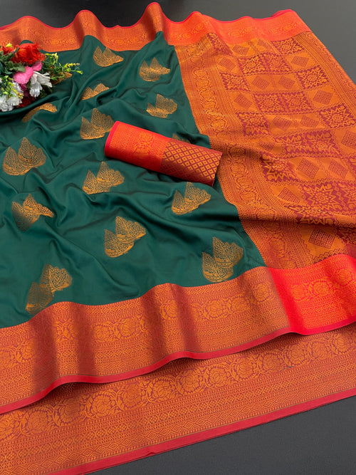 Banarasi Softy Copper Zari Weaving Kanjivaram Silk Saree