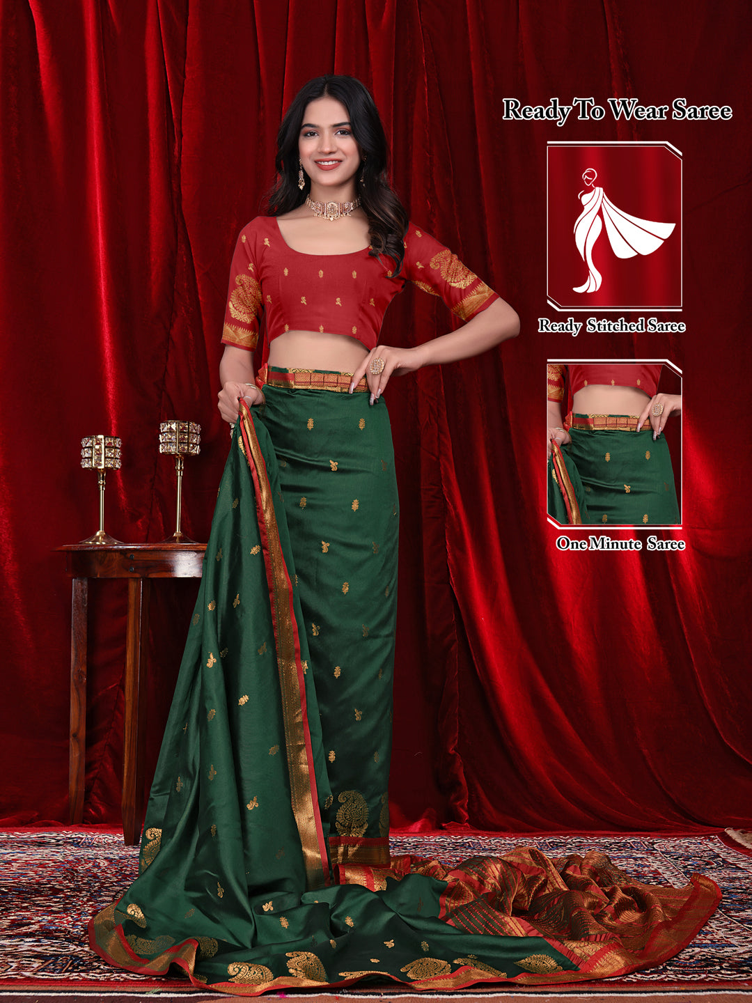 Ready to Wear Jacquard Pure Silk Saree