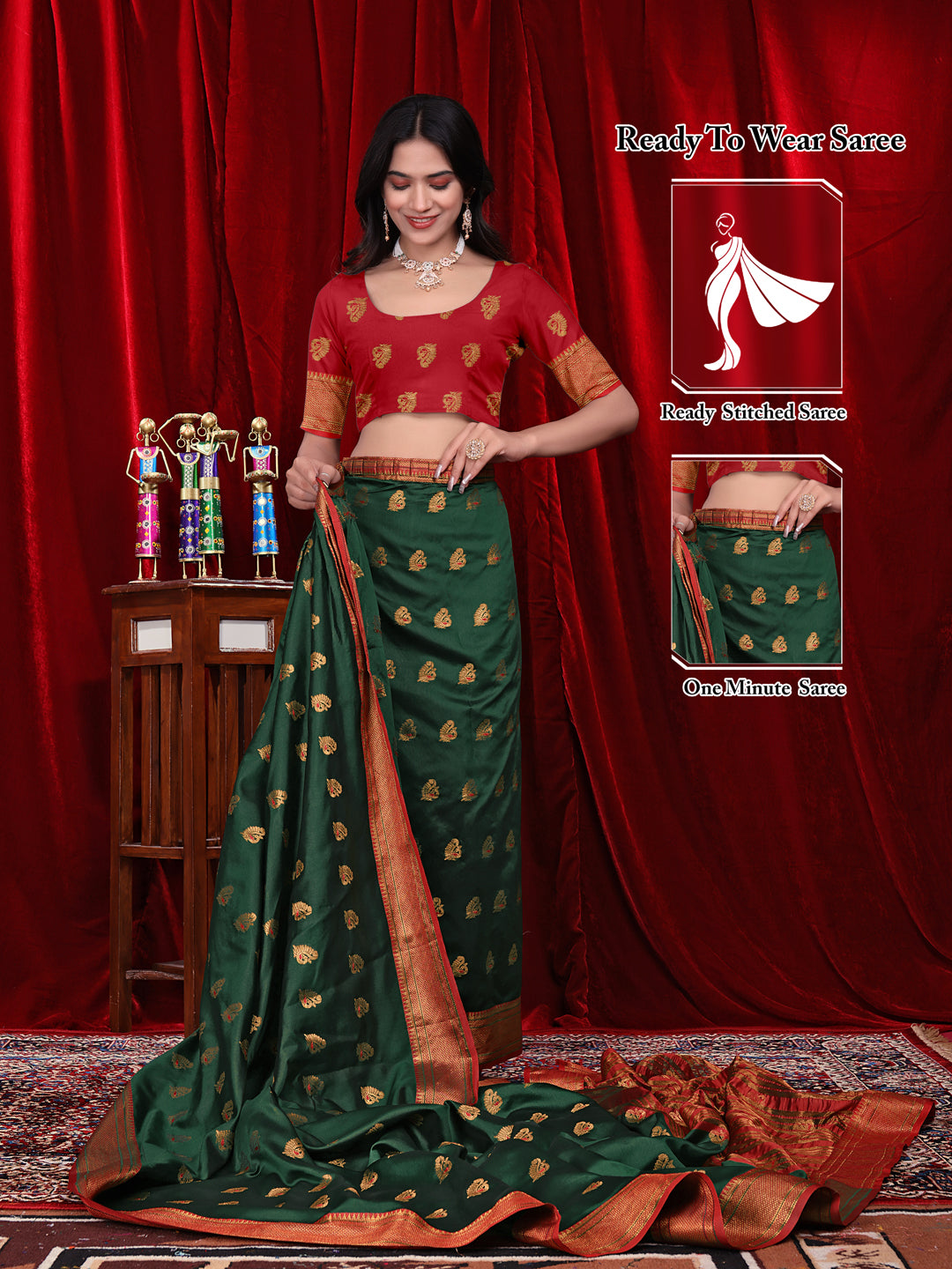 Ready to Wear Jacquard Pure Silk Saree