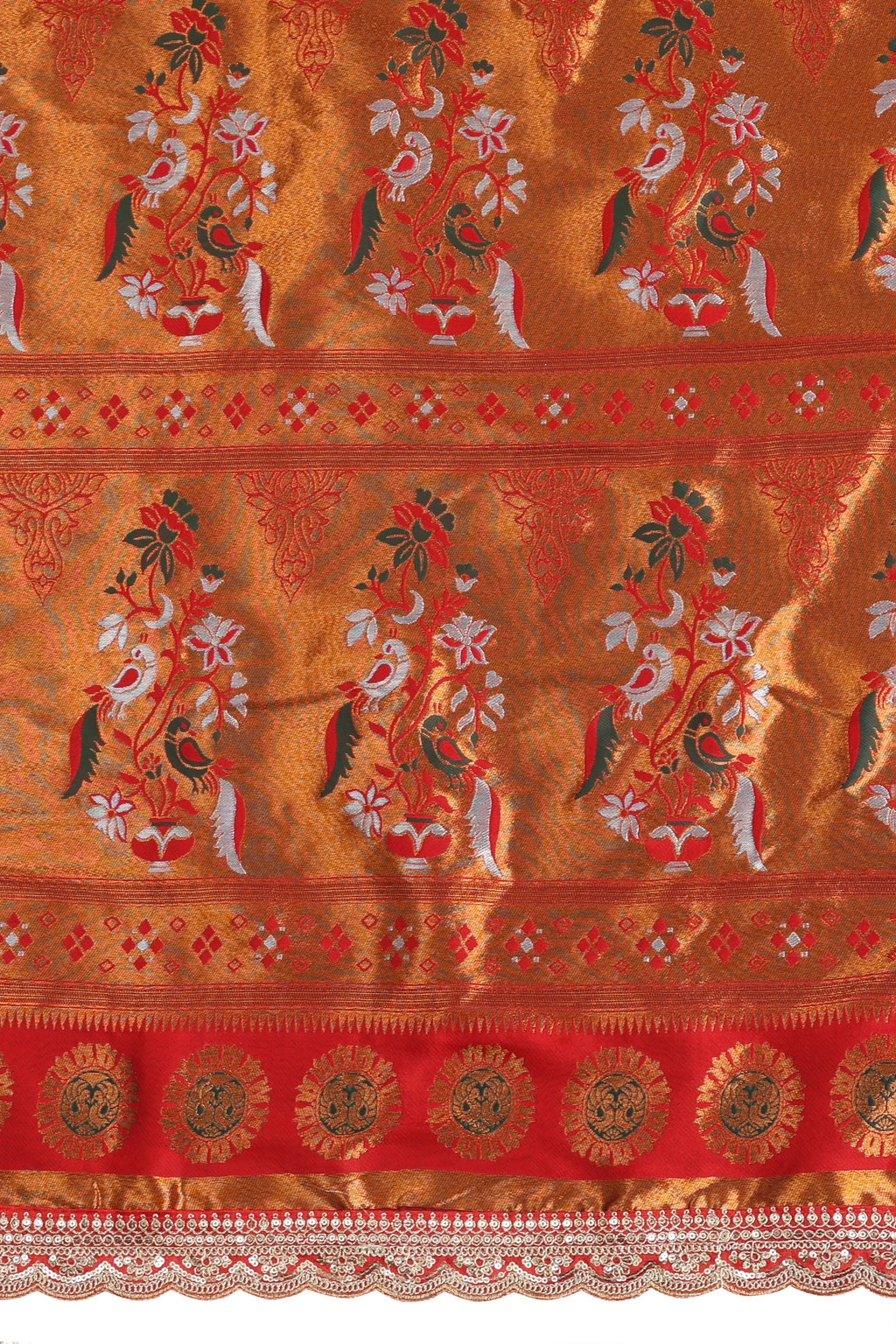 Paithani Pure Silk Embroidery Lace Border Green Saree