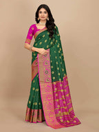 Ready To Wear Cotton Silk Woven Zari Jacquard Banarasi Traditional Saree