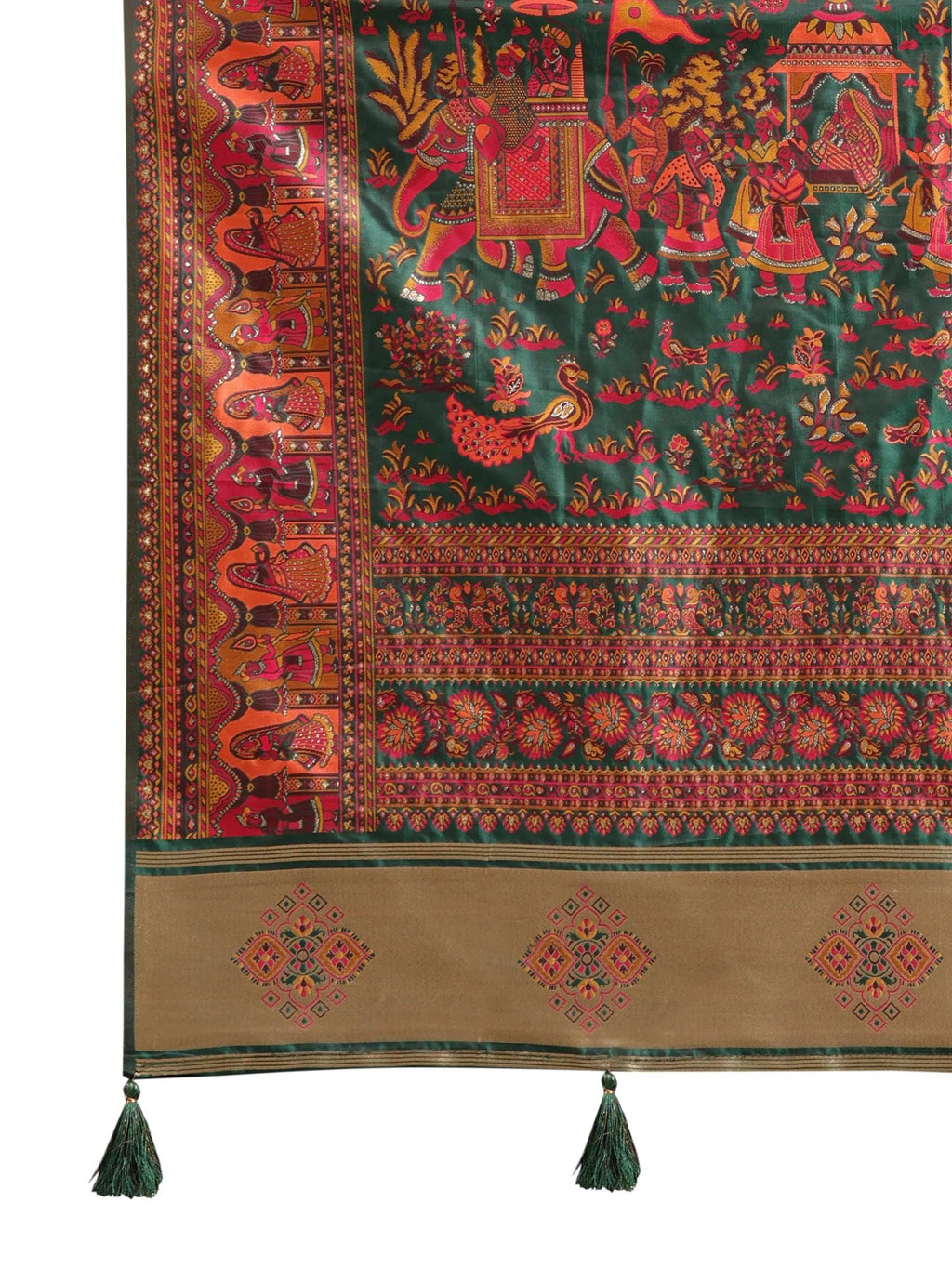 Floral Printed Woven Zari Pashmina Saree