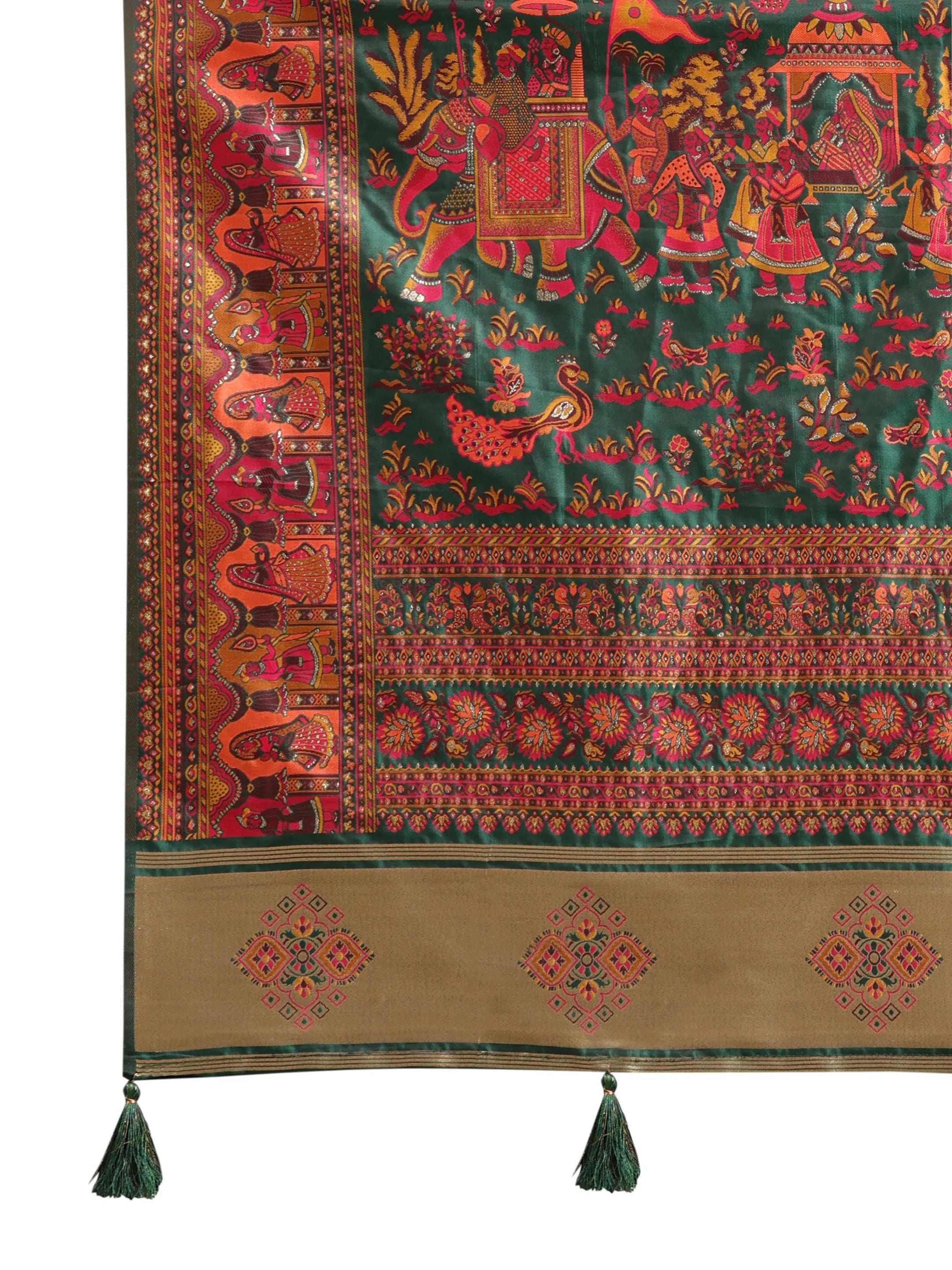 Floral Printed Woven Zari Pashmina Saree