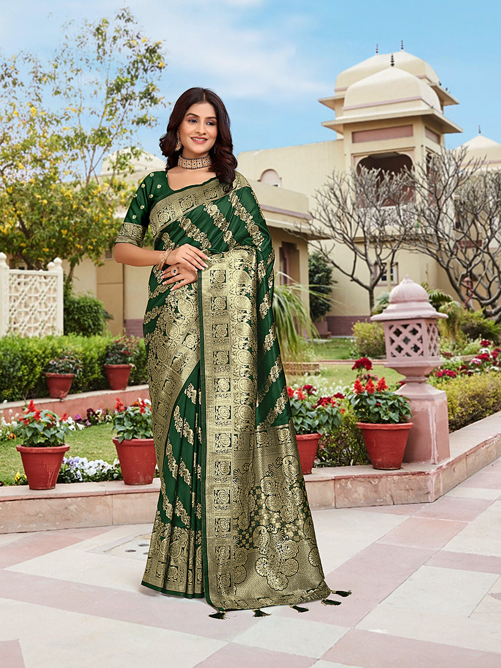 Rama Woven Jacquard Kanjivaram Pure Silk Saree