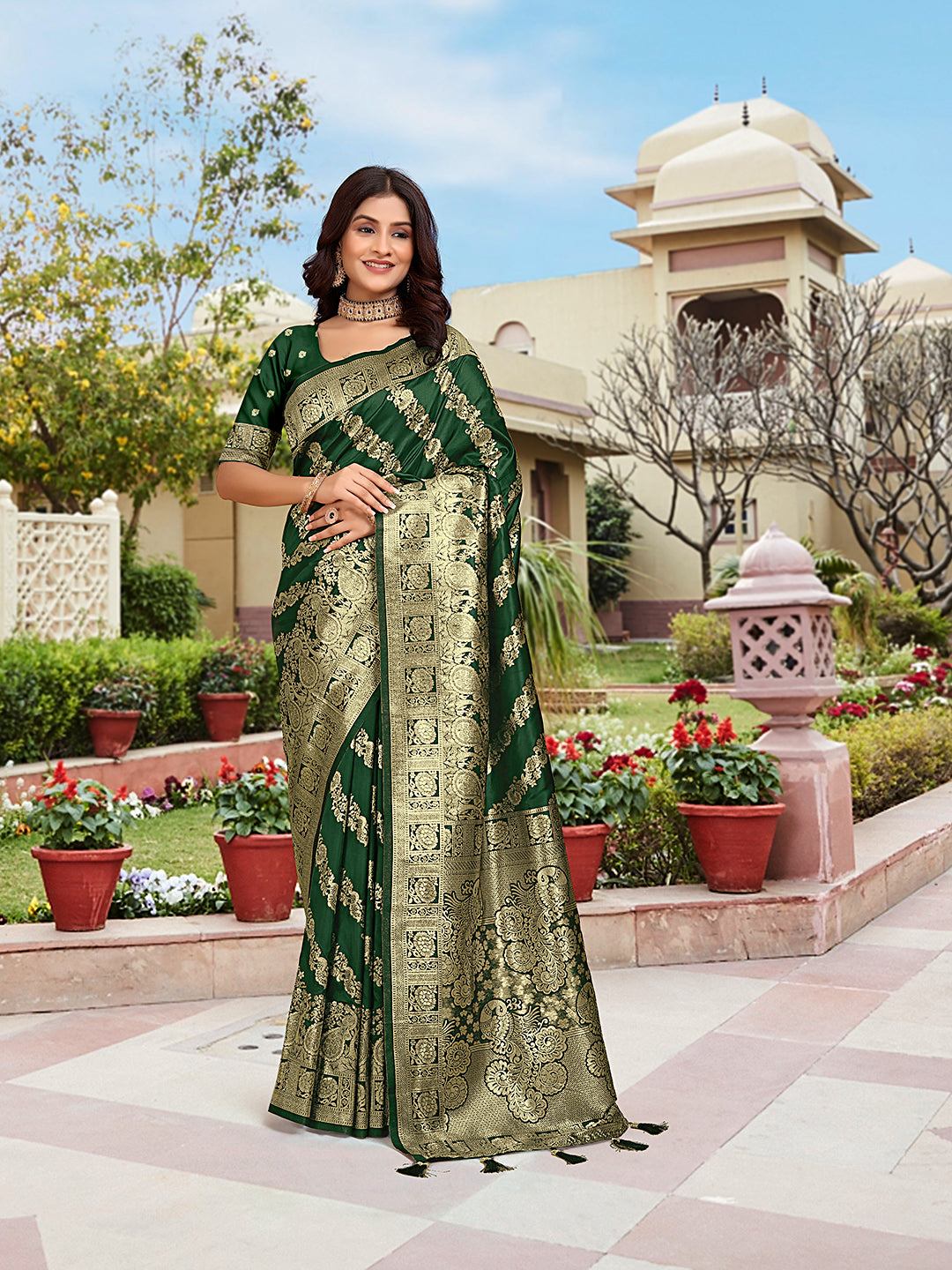 Rama Woven Jacquard Kanjivaram Pure Silk Saree