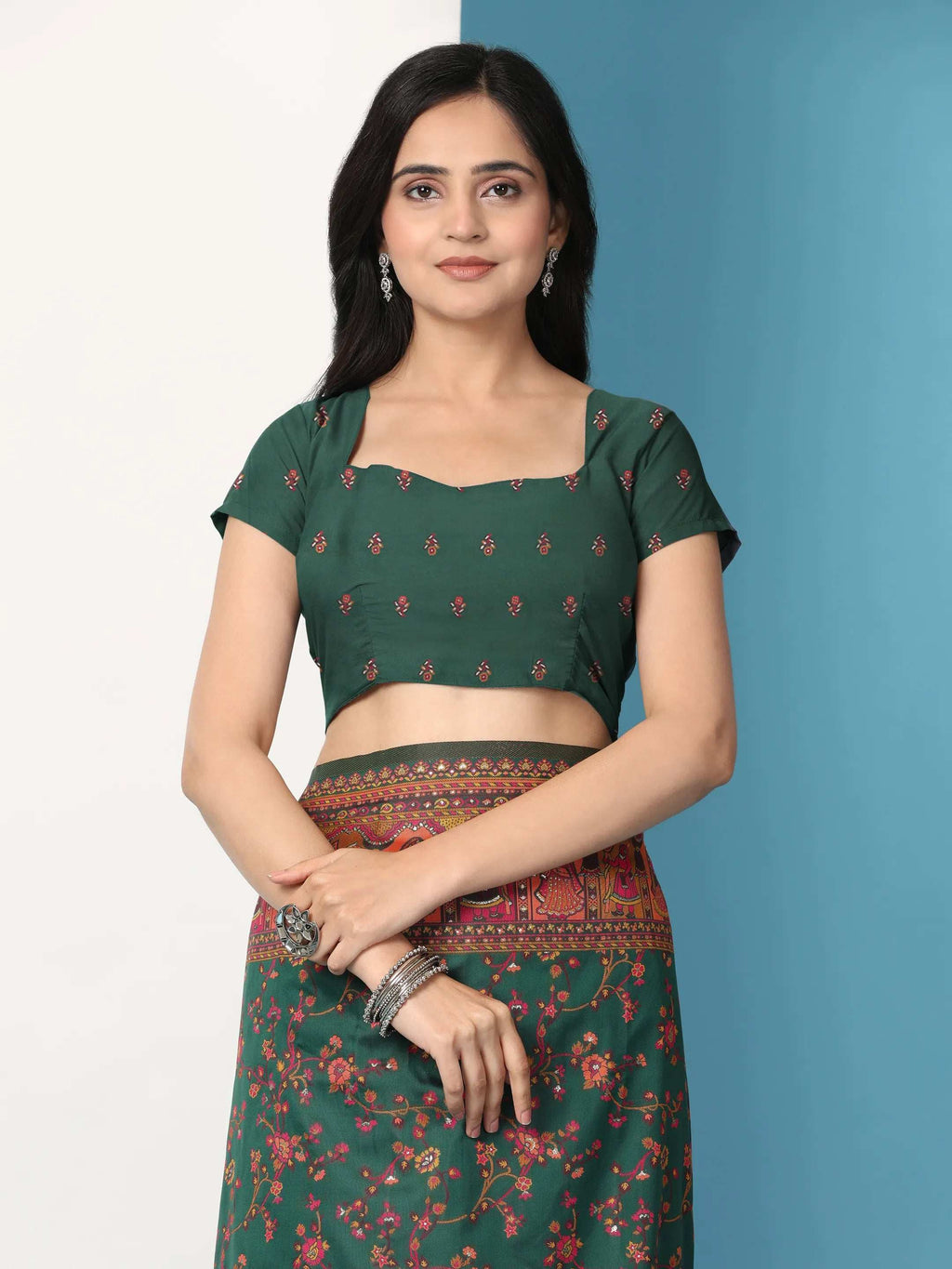 Floral Printed Woven Zari Pashmina Saree