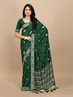 Patola Print Cotton Silk Saree with Tassel Border Pallu