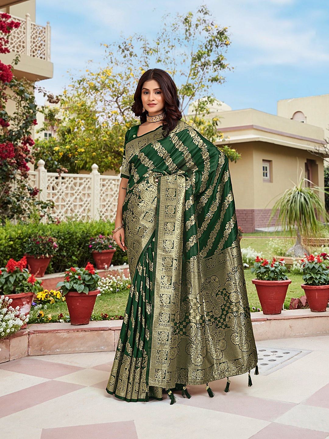 Rama Woven Jacquard Kanjivaram Pure Silk Saree