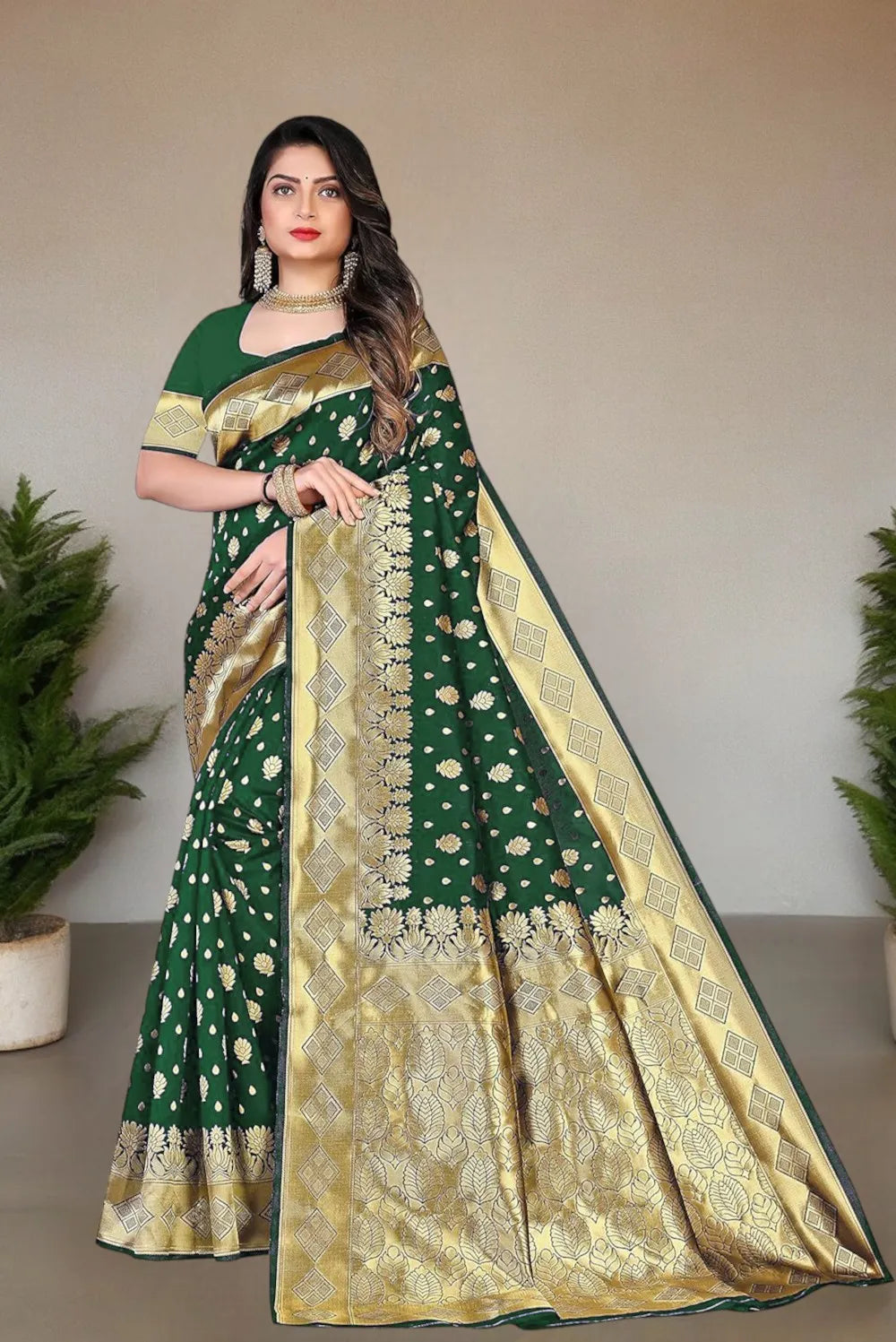 Pionex Woven Kanjivaram Jacquard, Pure Silk Saree