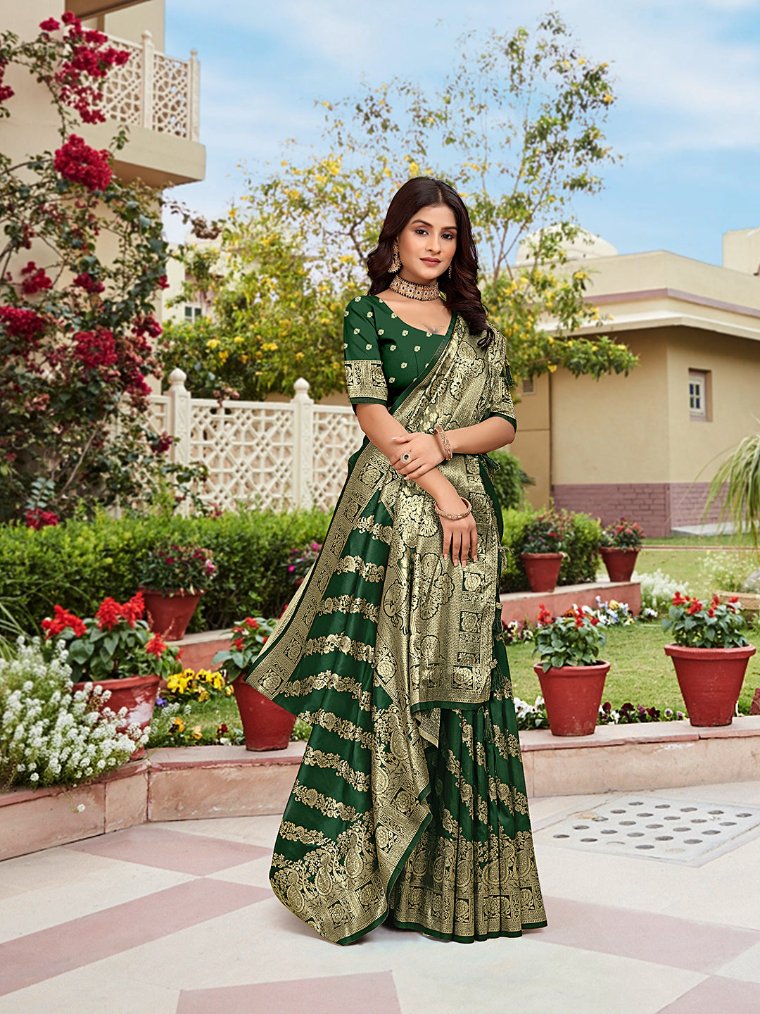 Rama Woven Jacquard Kanjivaram Pure Silk Saree