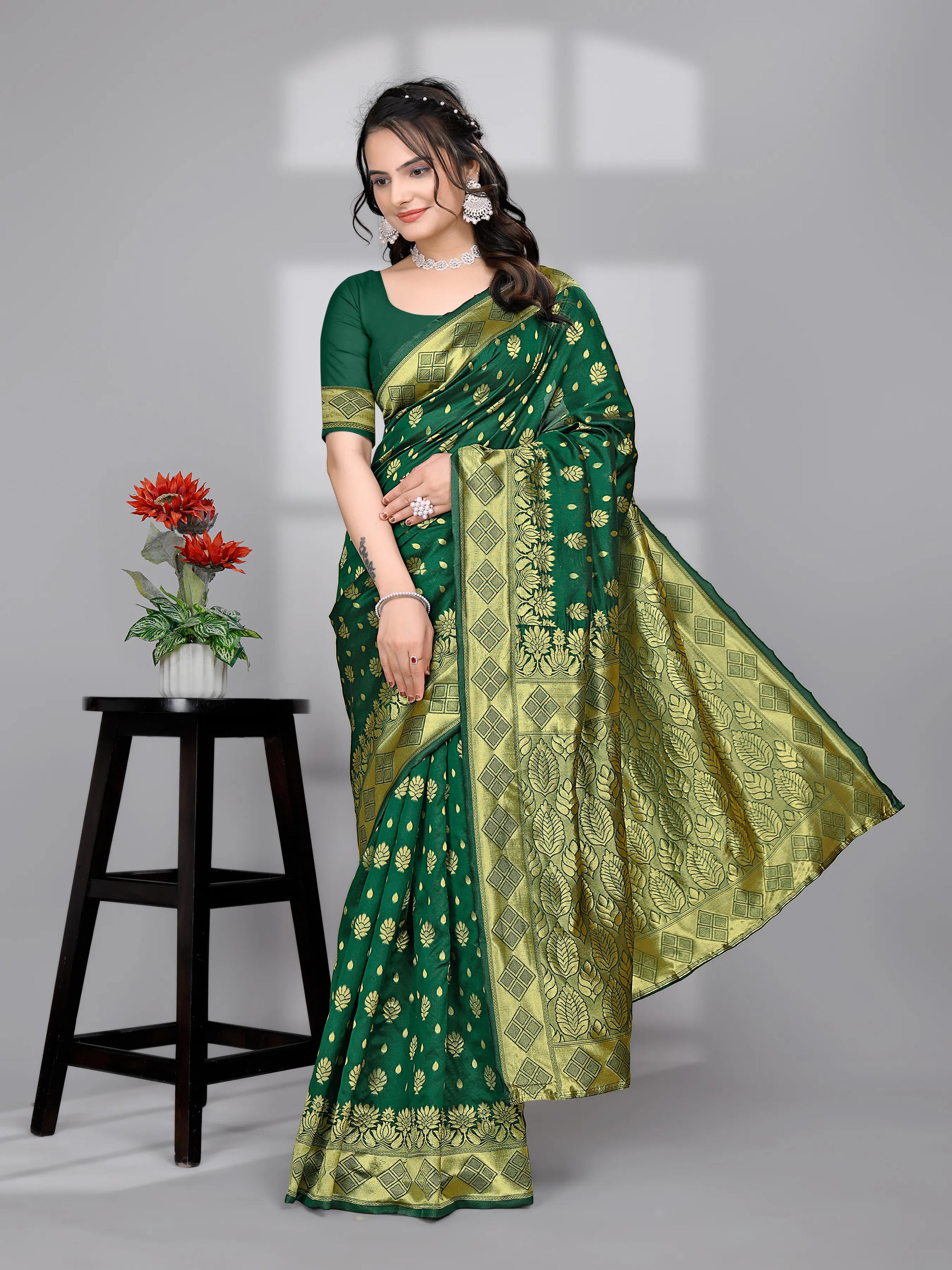 Ready to Wear Woven Banarasi Jacquard Pure Silk Saree