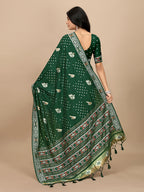 Patola Print Cotton Silk Saree with Tassel Border Pallu