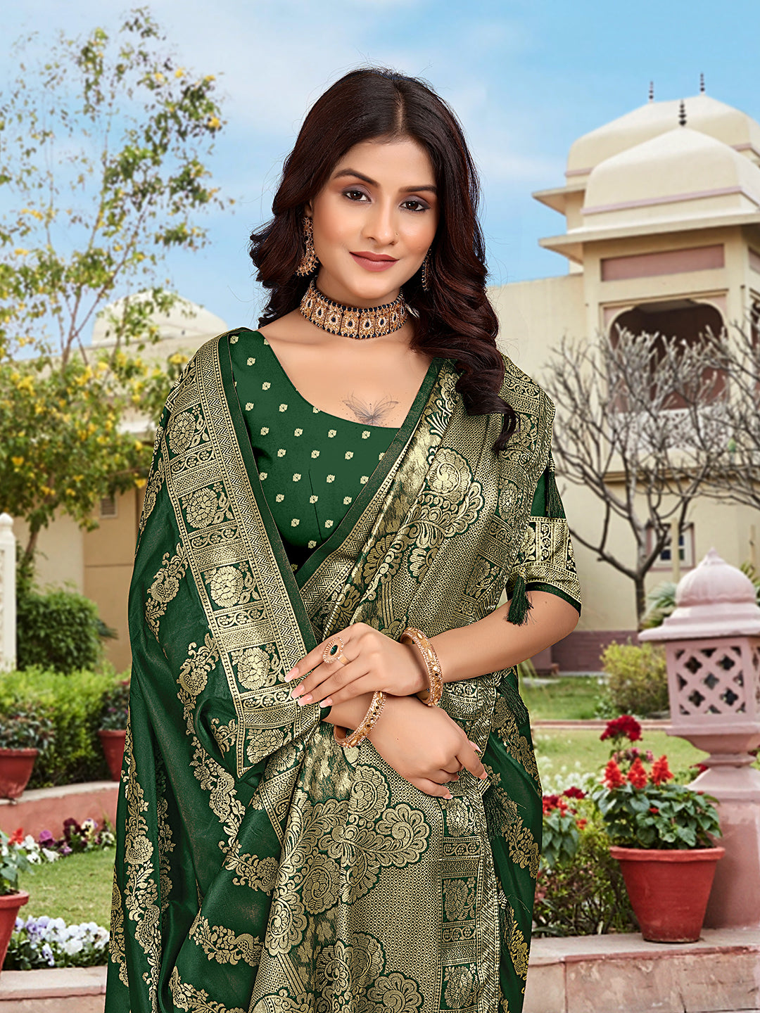 Rama Woven Jacquard Kanjivaram Pure Silk Saree