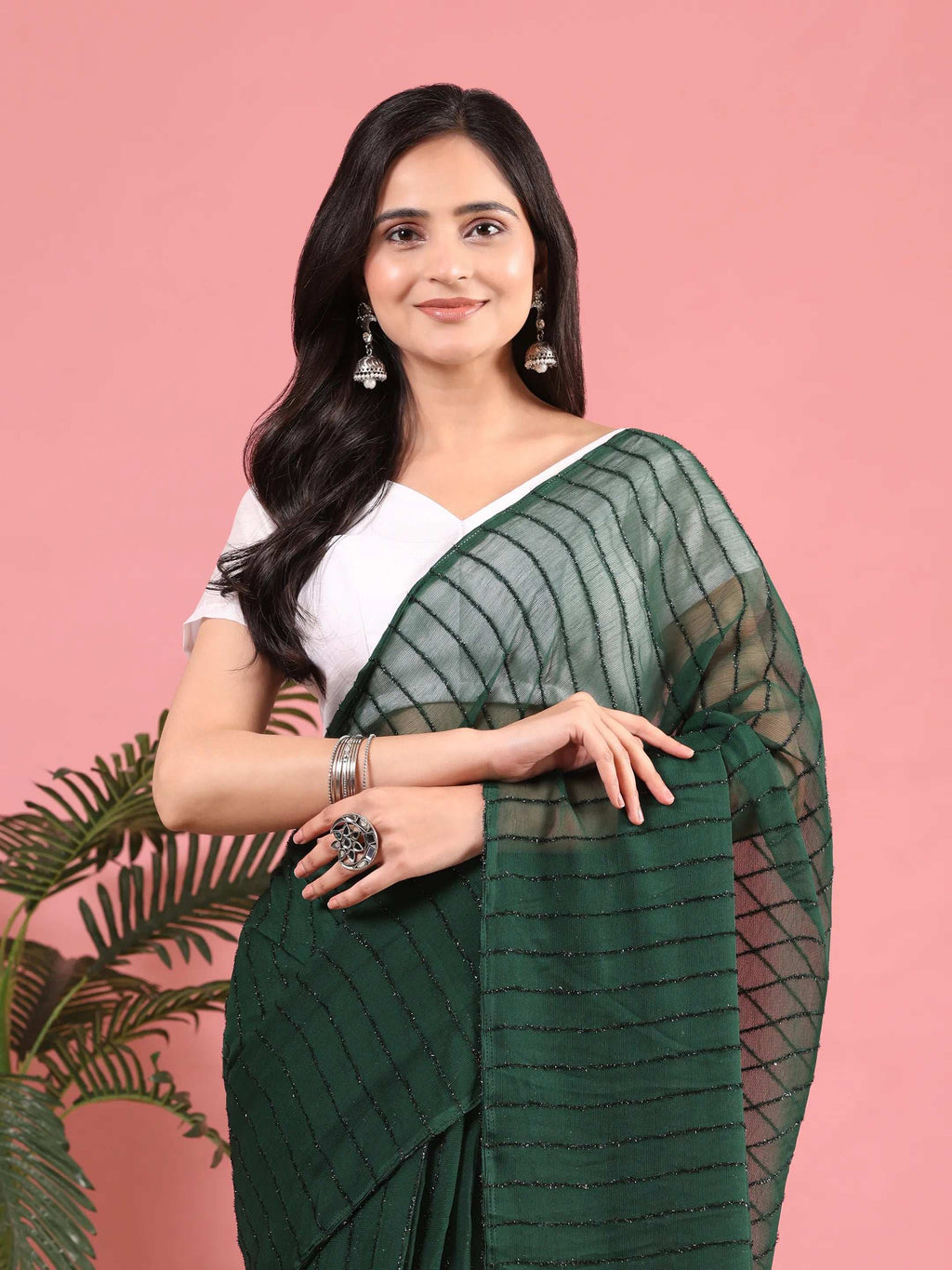 Ready To Wear Chiffon Zari Linen Saree
