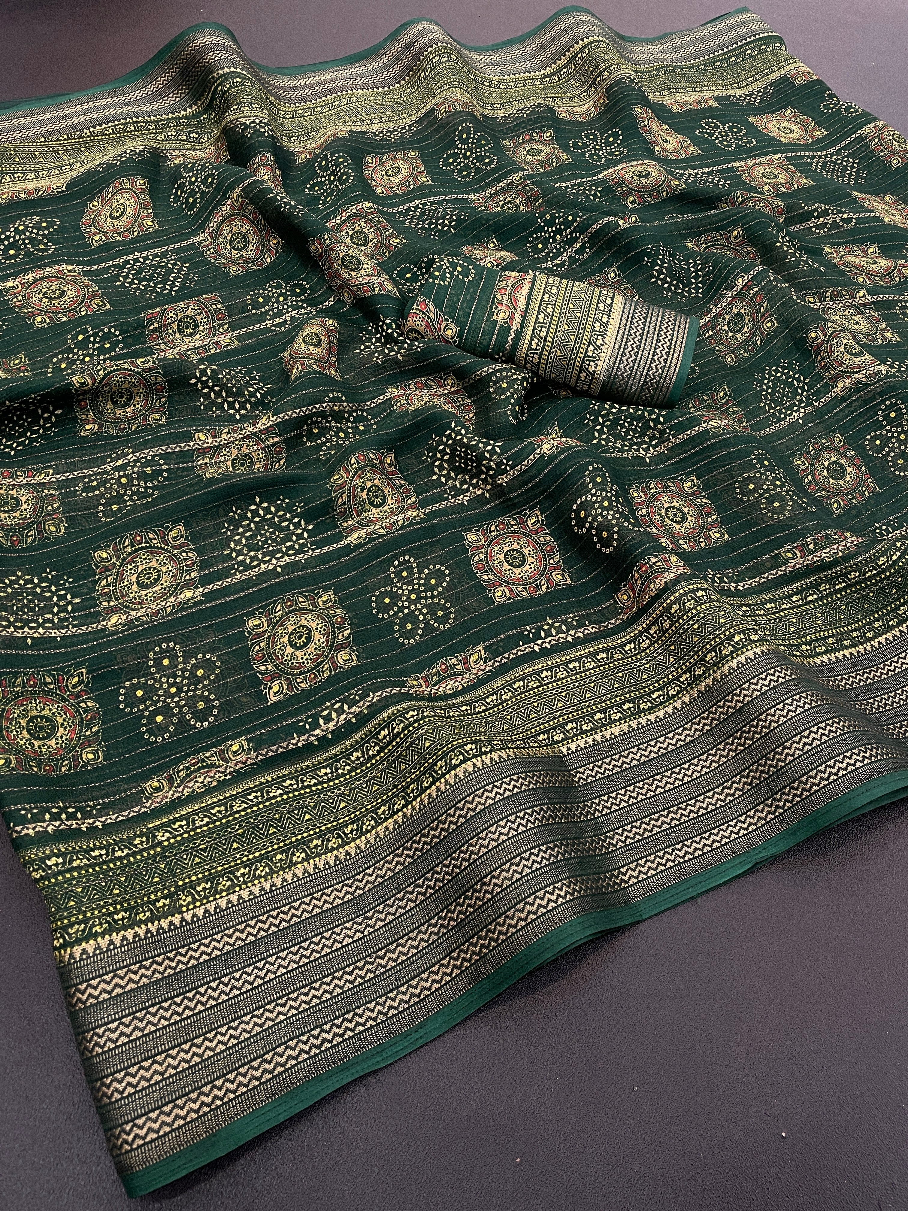 Chiffon Silk Saree with Traditional Woven Zari & Printed Patterns