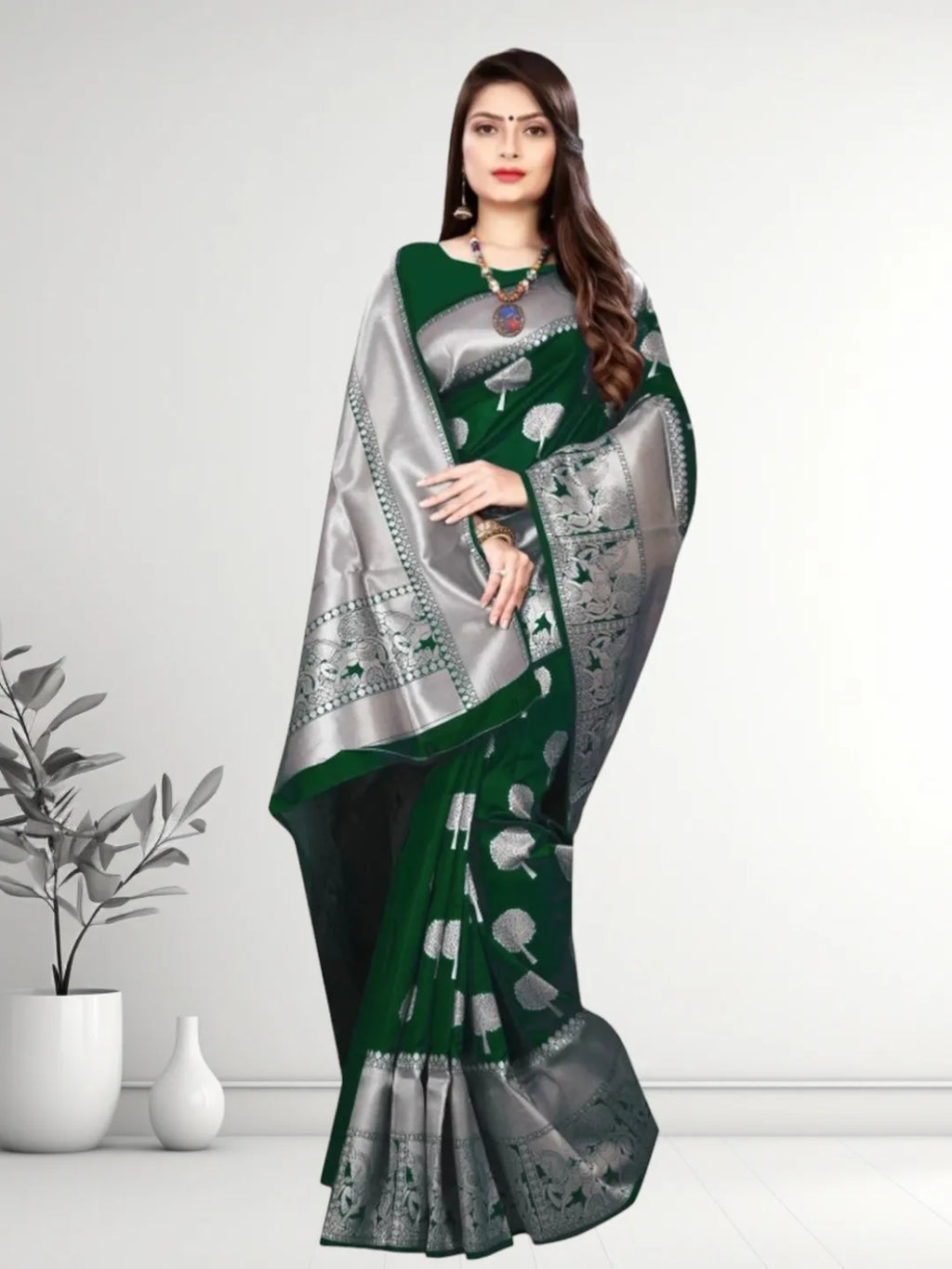 Pionex Banarasi Softy Copper Zari Weaving Brocade Saree