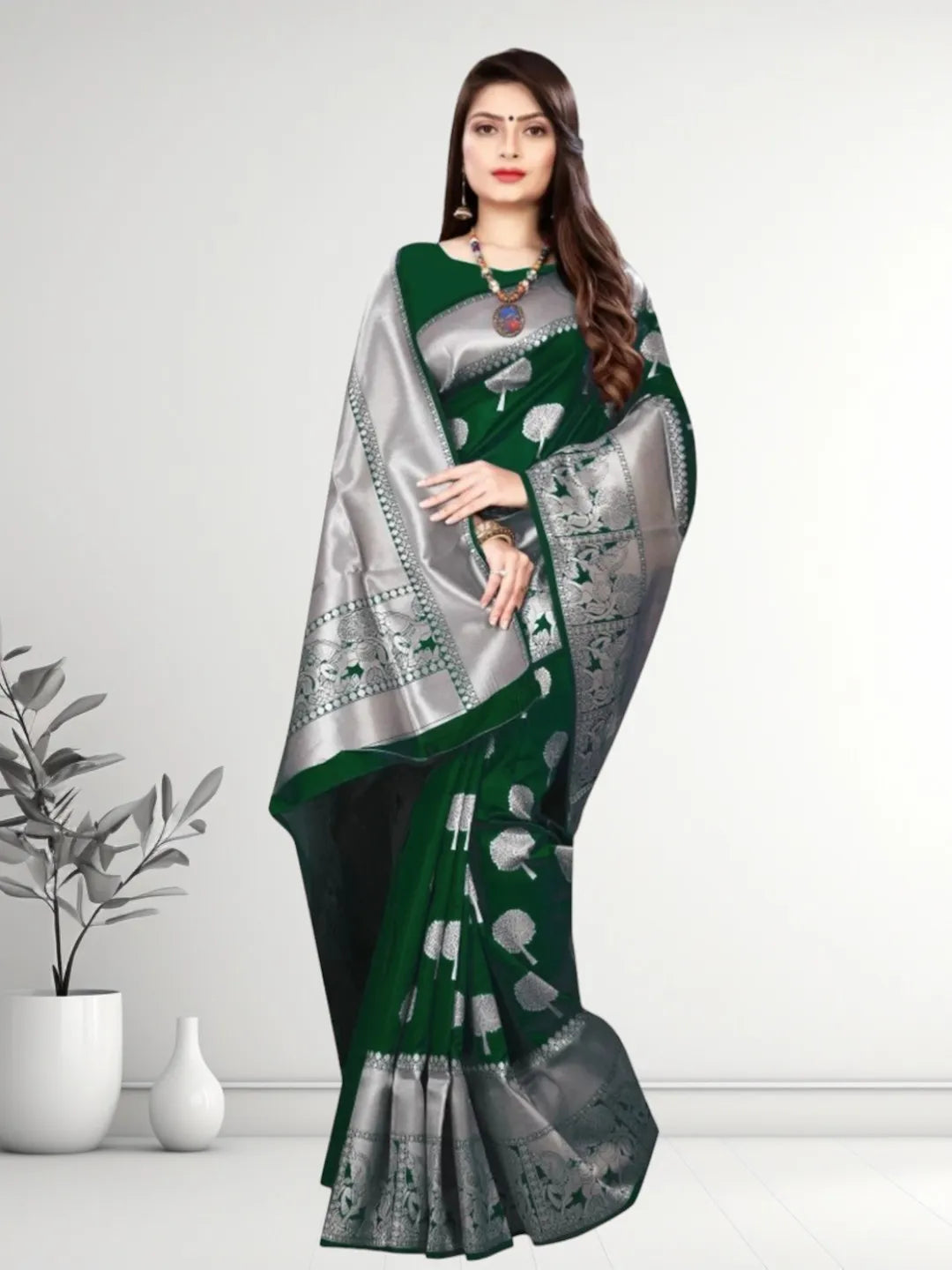 Pionex Banarasi Softy Copper Zari Weaving Brocade Saree