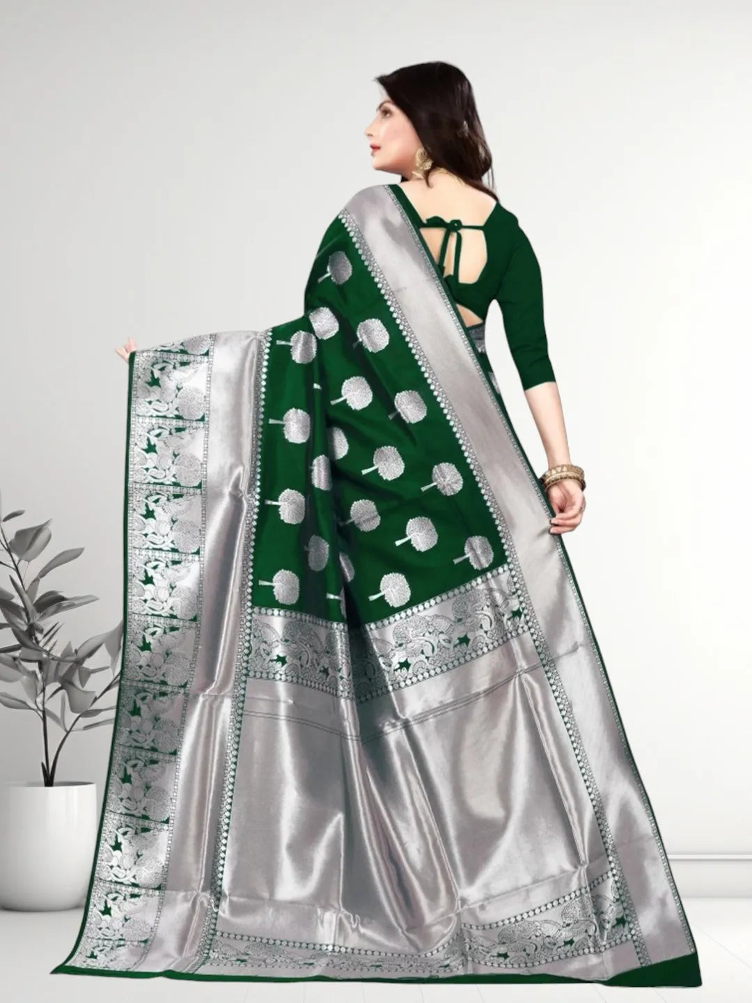 Pionex Banarasi Softy Copper Zari Weaving Brocade Saree