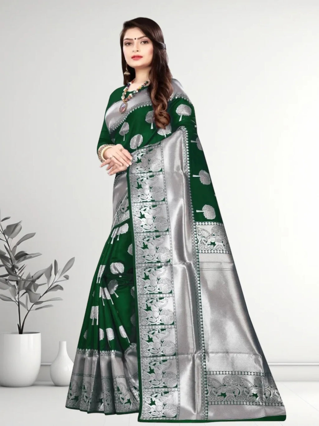 Pionex Banarasi Softy Copper Zari Weaving Brocade Saree