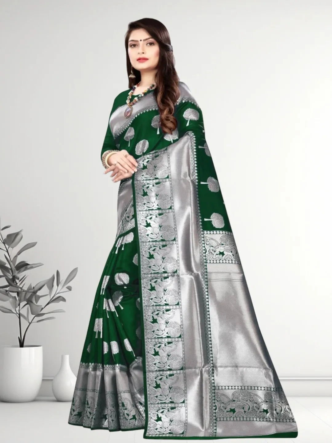 Pionex Banarasi Softy Copper Zari Weaving Brocade Saree