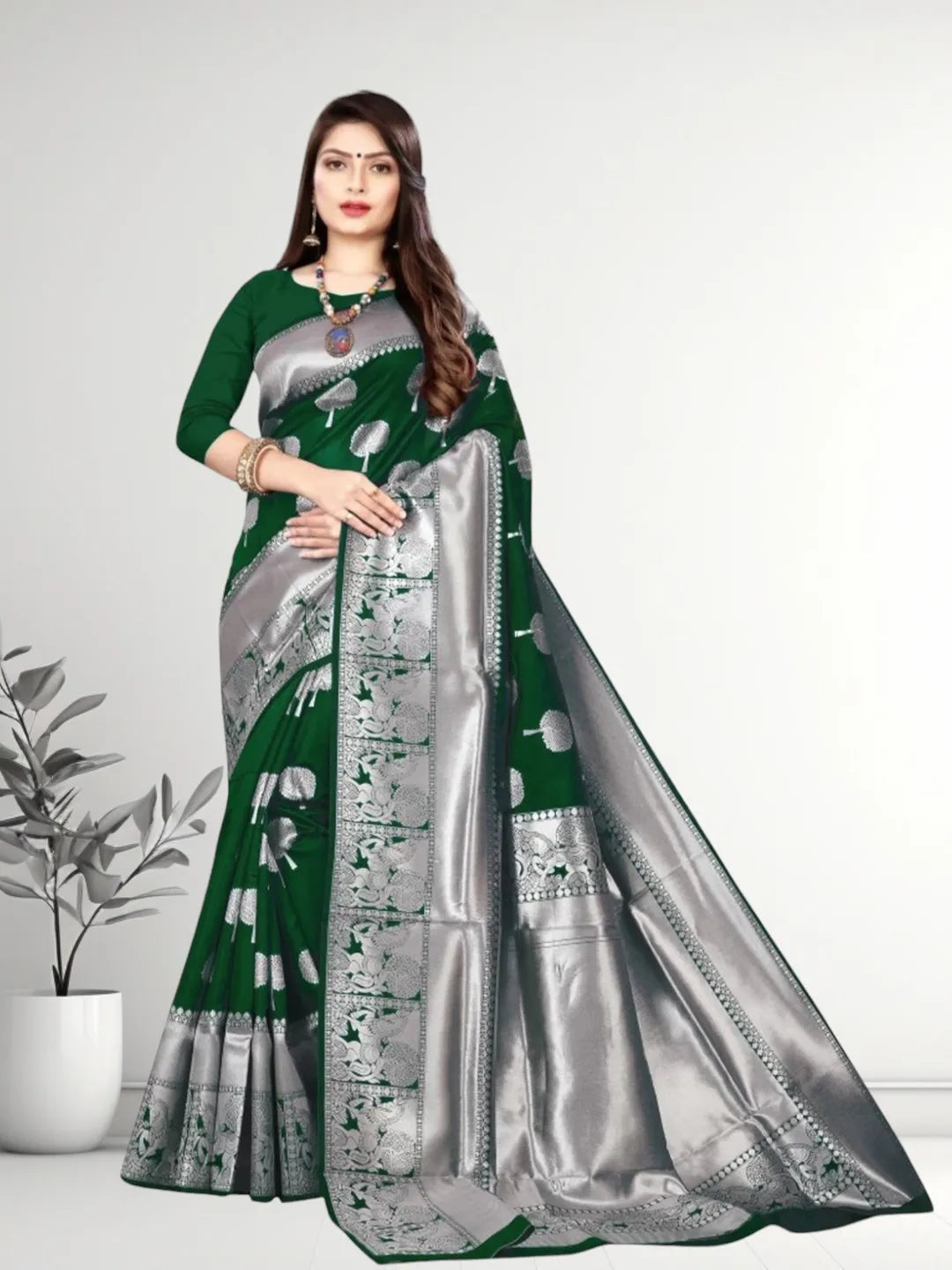 Pionex Banarasi Softy Copper Zari Weaving Brocade Saree
