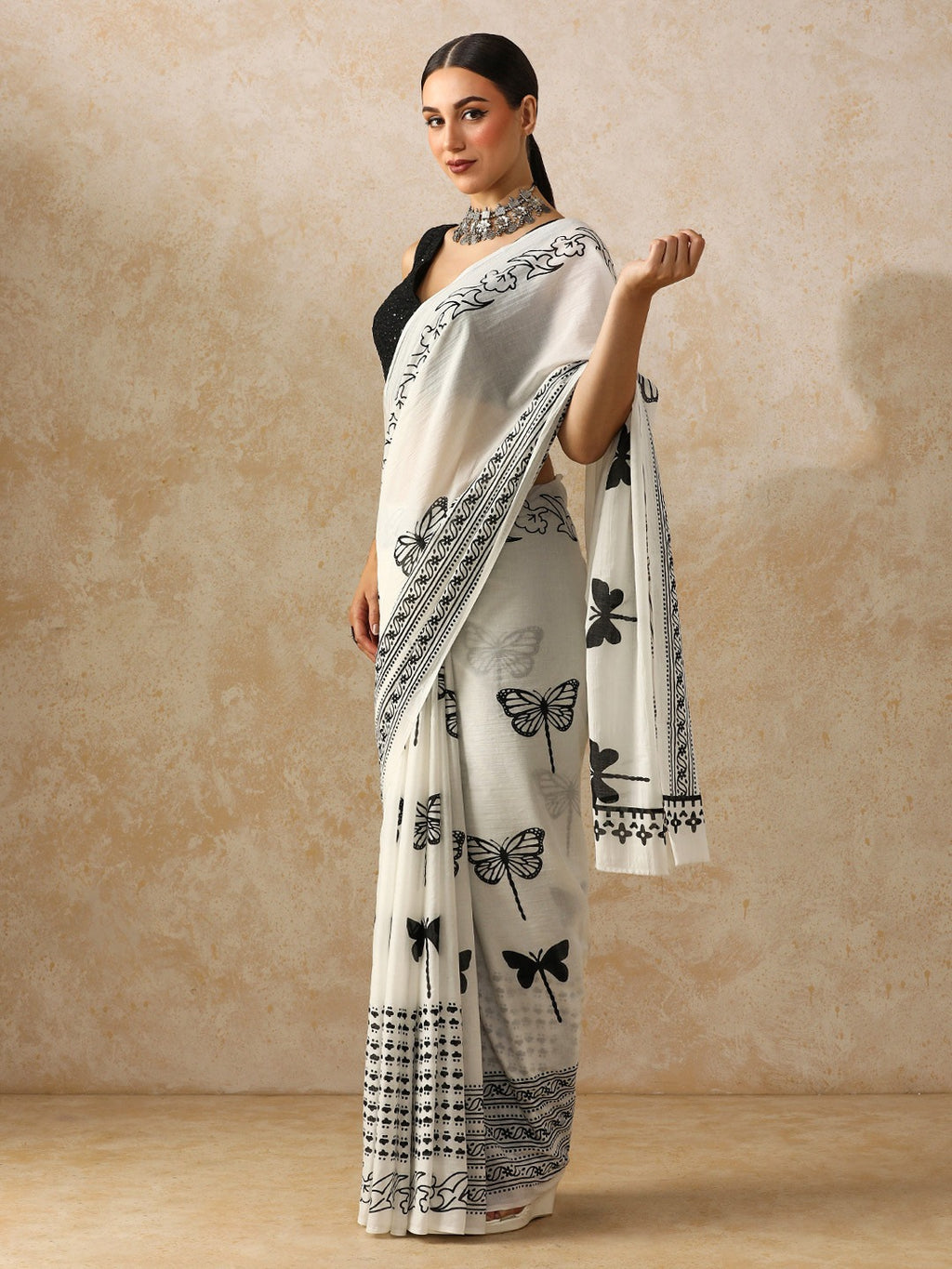 Jaipuri Mul Cotton Butterfly Printed Saree for Women