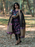 Traditional Jacquard Kurta with Pant and Dupatta Set