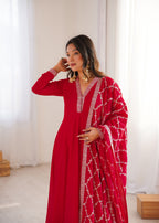 Premium Vichitra Silk Anarkali Gown with Dupatta