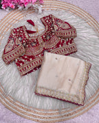 Rangoli Silk Saree with Sequins Embroidery Work & Stitched Blouse