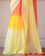 Multicolor Striped Cotton Linen Printed Saree
