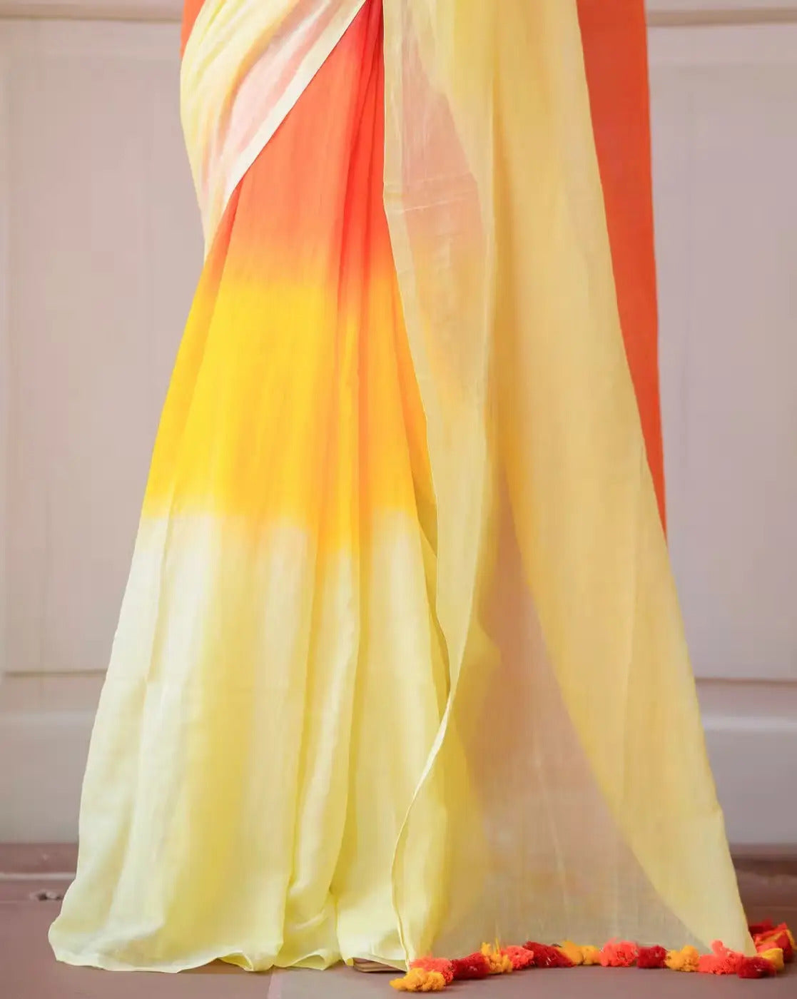 Multicolor Striped Cotton Linen Printed Saree