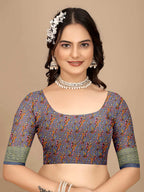 Moss Chiffon Digital Print With Jacquard Border Saree