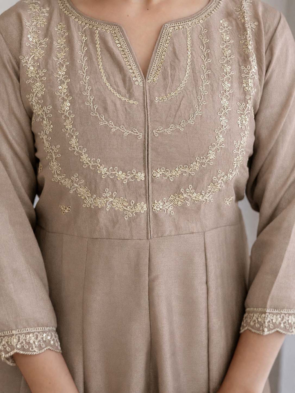 Embroidery Vichitra Silk Anarkali Kurta Pant Set With Dupatta