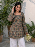 Women Pure Cotton Printed Flared Bell Sleeve Tunic