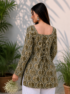 Women Pure Cotton Printed Flared Bell Sleeve Tunic