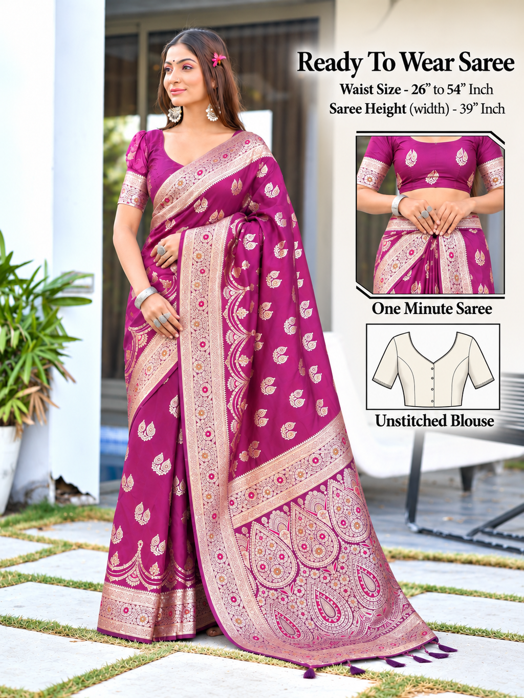 Ready to Wear Pathni Woven Pure Silk Saree