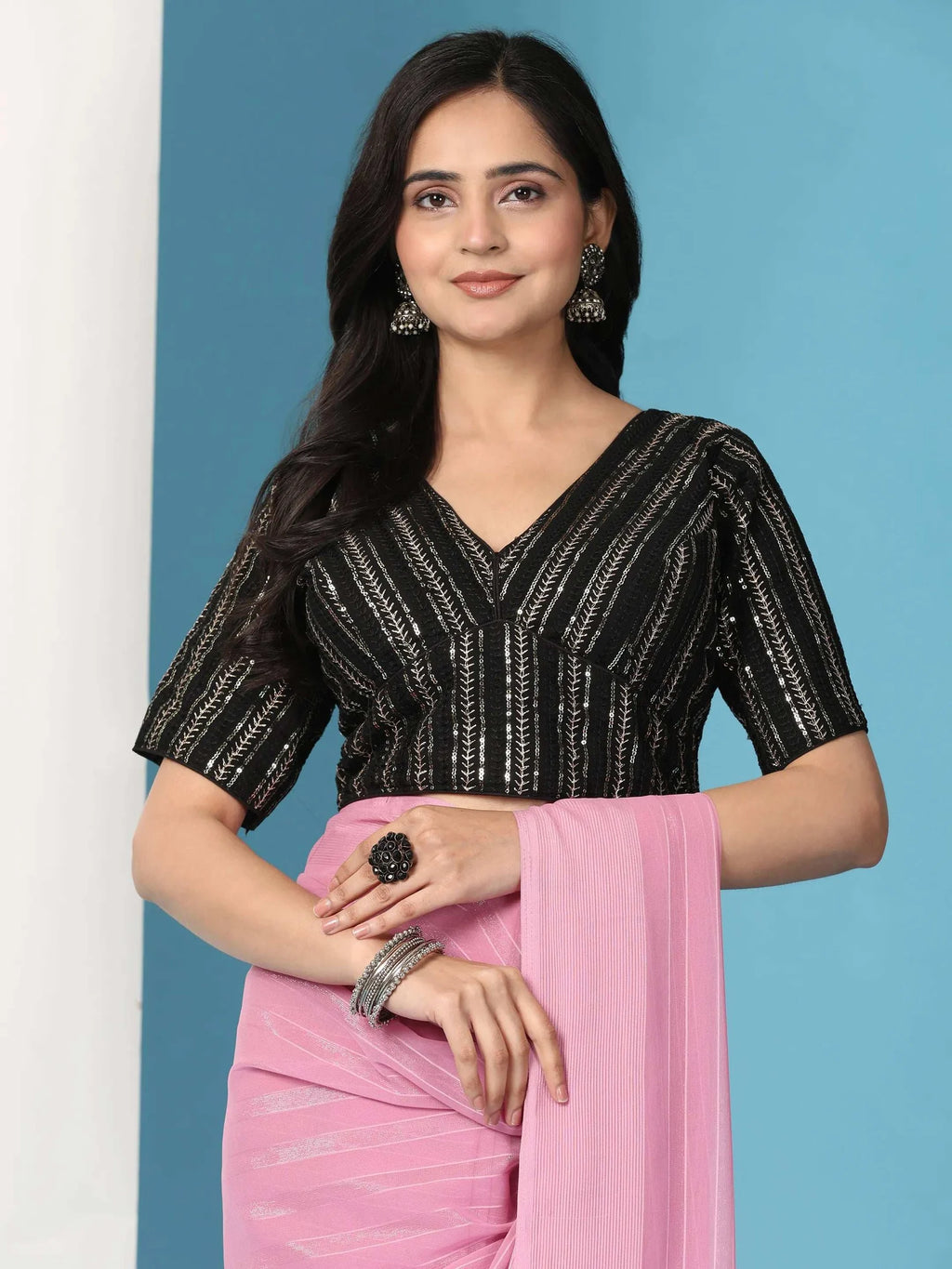 Ready To Wear Chiffon Saree With Stitched Blouse