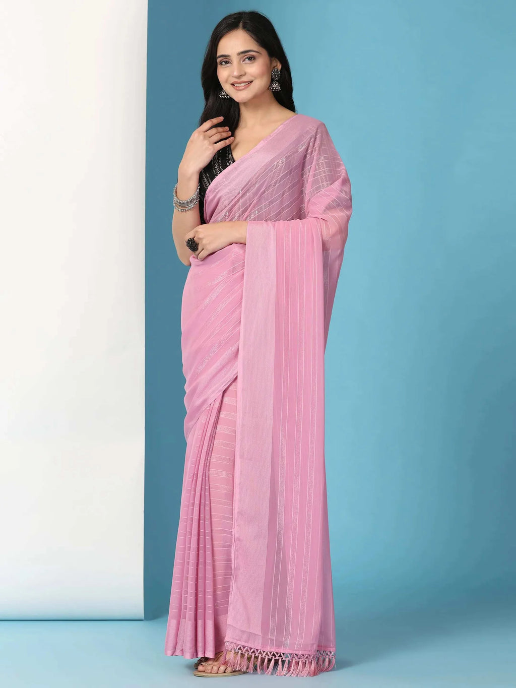 Ready To Wear Chiffon Saree With Stitched Blouse
