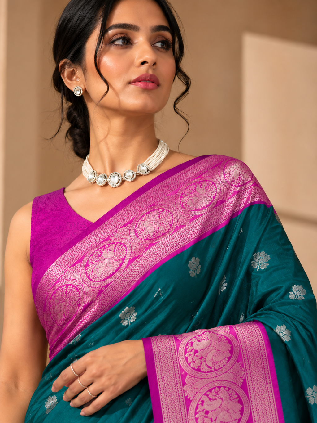 Ready to Wear Teal Blue Silk Woven Banarasi Saree