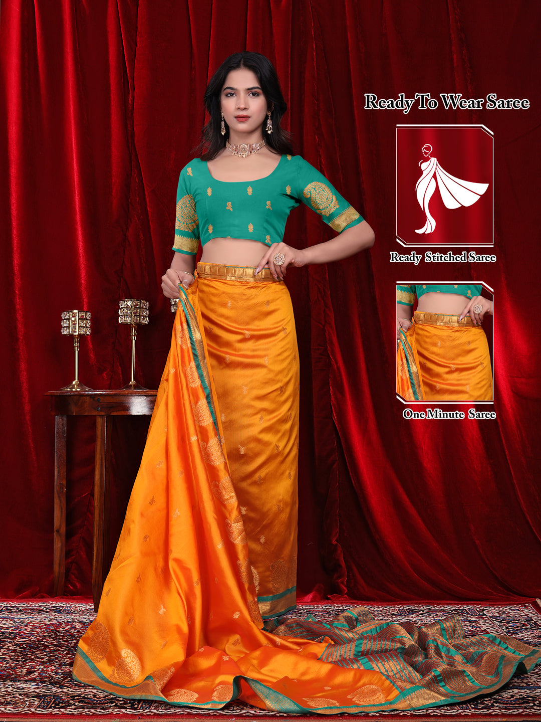 Ready to Wear Jacquard Pure Silk Saree