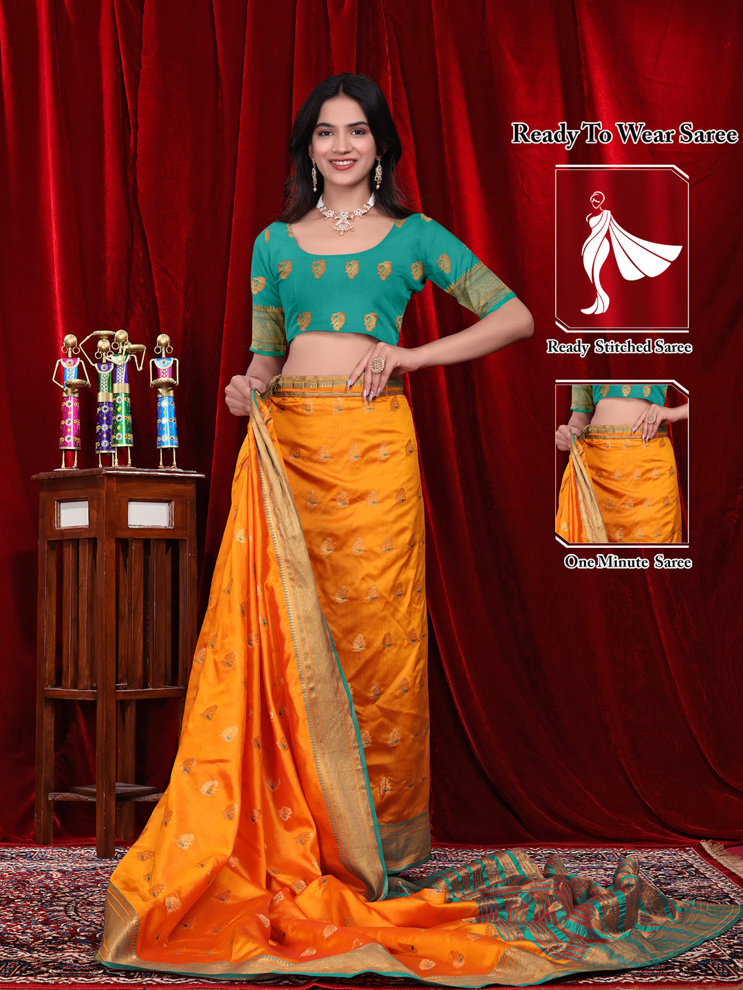 Ready to Wear Jacquard Pure Silk Saree