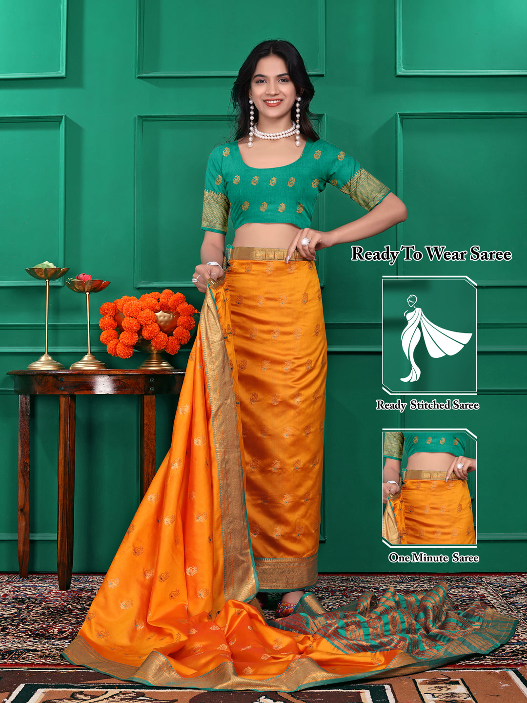 Ready to Wear Jacquard Pure Silk Saree