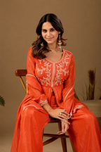 Women's Satin Kurta Set with Elegant Embroidered Design