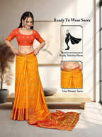 Ready To Wear Cotton Silk Woven Zari Jacquard Banarasi Traditional Saree