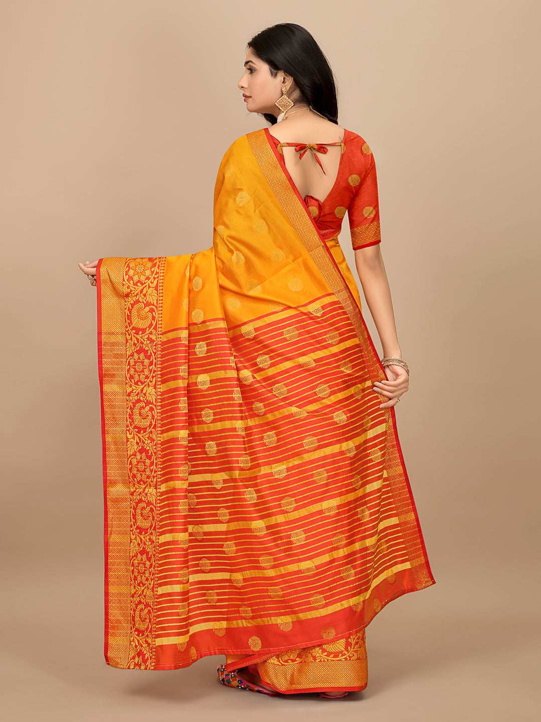 Ready To Wear Cotton Silk Woven Zari Jacquard Banarasi Traditional Saree