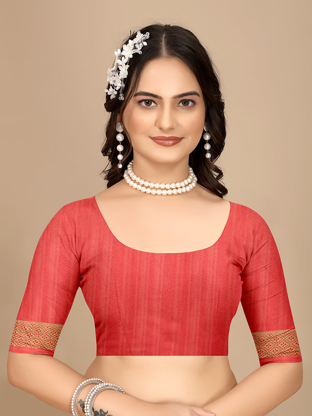 Moss Chiffon Digital Print Woven Border Saree