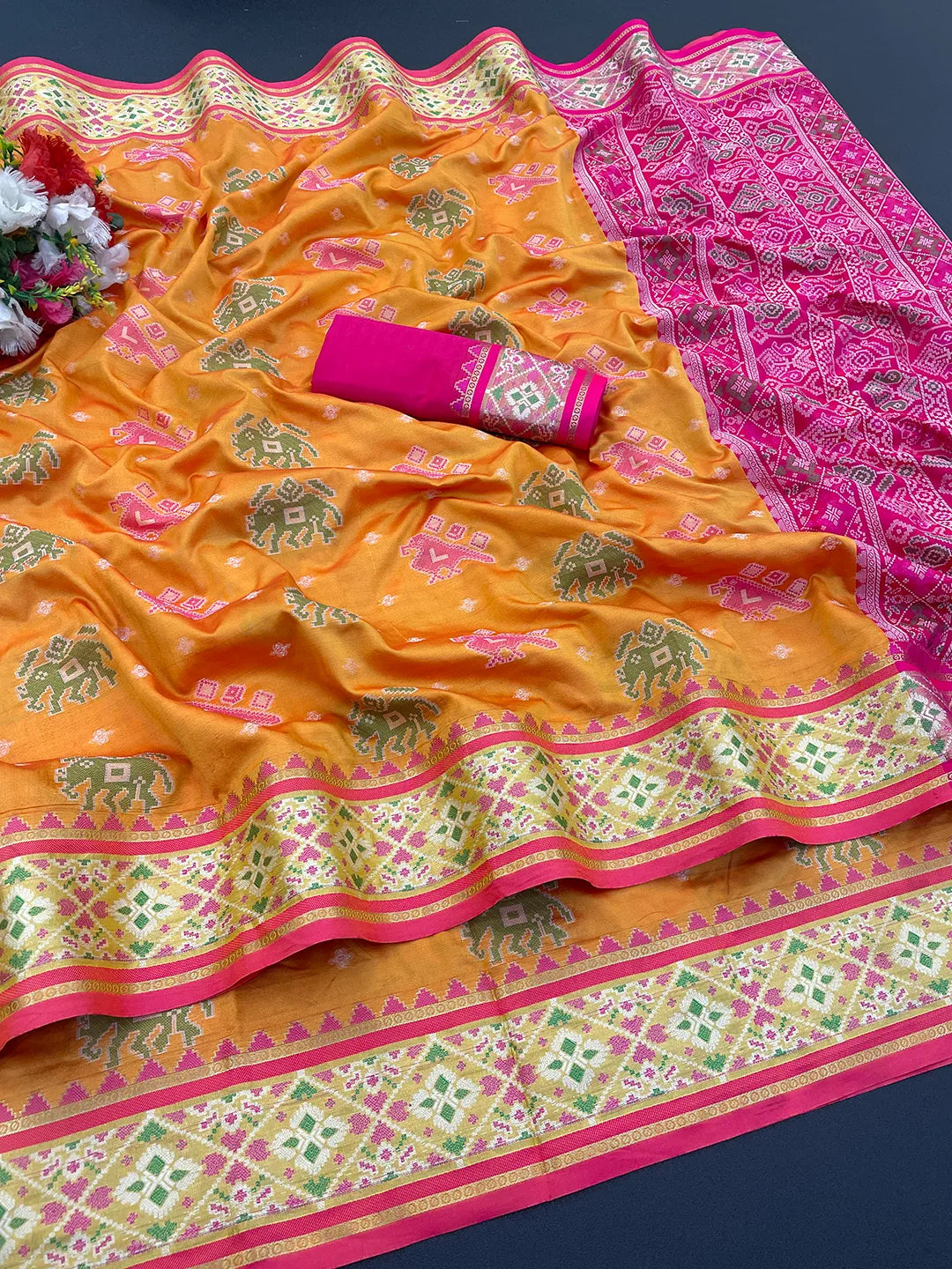 Woven Banarasi Patola Jacquard Pure Silk Saree