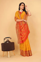 Pionex Woven Katan Kanjivaram Soft Lichi Silk Sarees