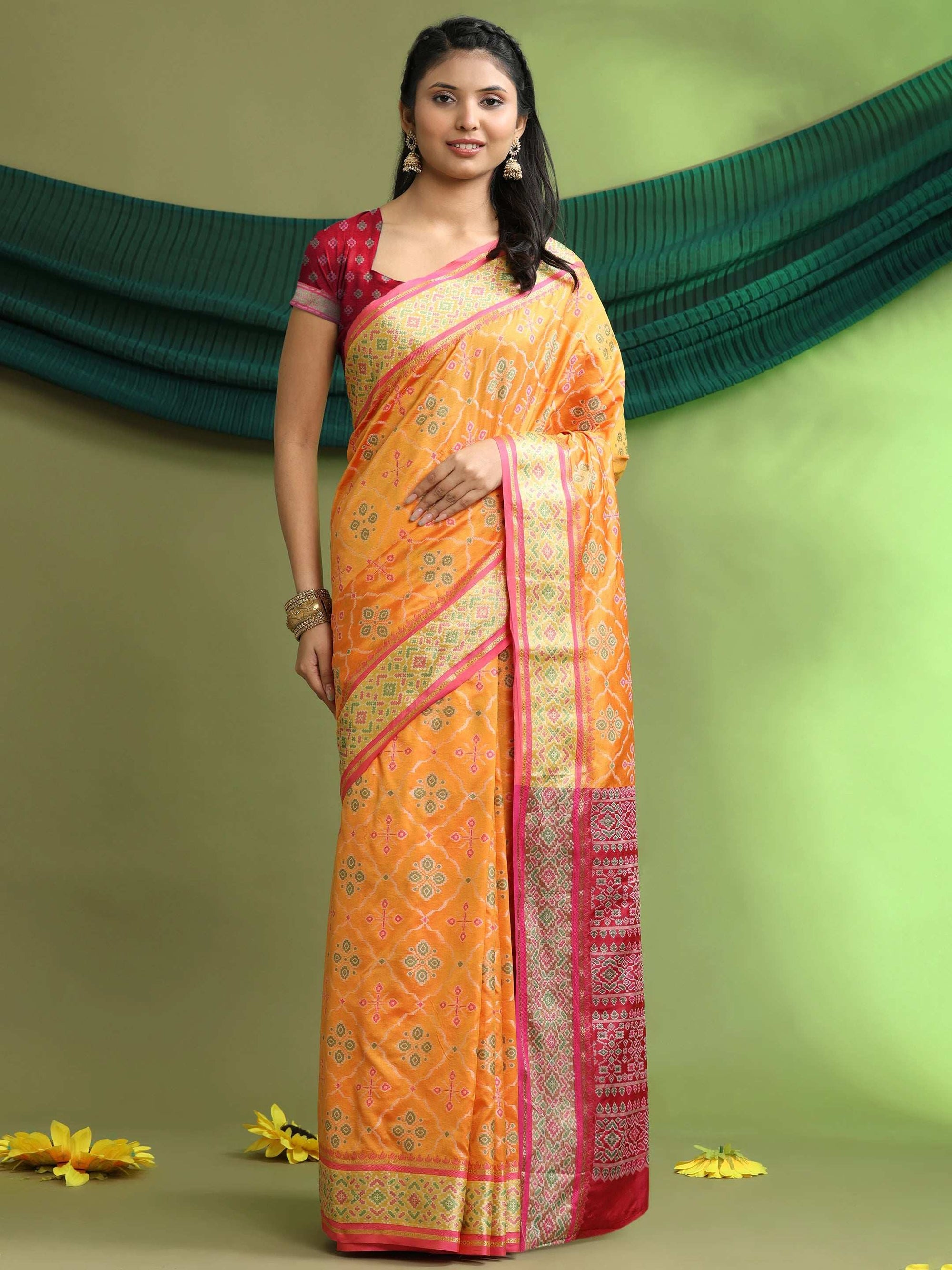 Woven Banarasi Patola Jacquard Pure Silk Saree